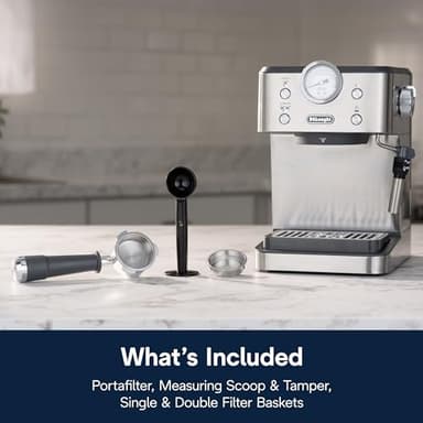 De’Longhi Classic Espresso Machine with Milk Frother, 15-Bar Pump & Temperature Control - Barista Coffee Maker Kit for Espresso, Latte, Cappuccino & Iced Coffee - Italian Stainless Steel Design - Image 11