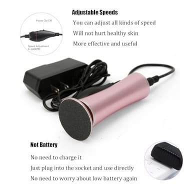 Electric Foot File Callus Remover Professional Foot Sander Grinder Scrubber Foot File Pedicure Tools Adjustable Speed 60 Replacement Sandpaper disc Easy to Remove Cutin Dead Skin calluses-Rose Gold - Image 2