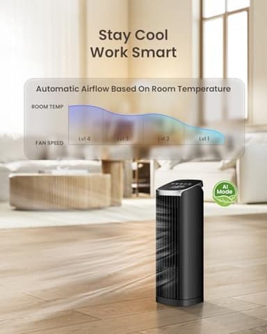 Fan for Bedroom, 13" Tower Fan with Remote, 4 Modes 4 Speeds Max 24ft/s, 70° Oscillating Desk Fan, 12H Timer Portable Fans, Cooling Fans for Office, Home - Image 5