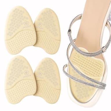 Metatarsal Pads for Women (2 Pairs): Ball of Foot Cushions, Heel Inserts, Non Slip Heel Pads, Heel Cushions for Women Foot Pain Relief and Comfort, One Size Fits Any (Beige & Silver) - Image 7
