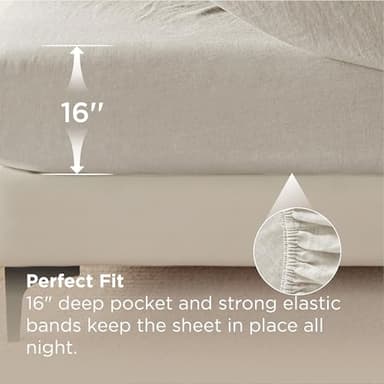 Bedsure Linen Sheets - Twin Size Sheets, Blend from Linen Cotton Bedsheets, Breathable Cotton Bedsheets, Gifts for All Seasons, 3 Pieces, Linen - Image 5