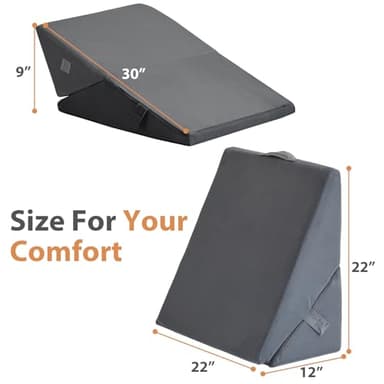 BIEEZZK Wedge Pillow, 9&12” Adjustable Bed Wedge Pillow for Sleeping, Triangle Pillow for Back Pain Relief, Memory Foam Pillow Wedge for Post Surgery, Acid Reflux and Snoring, GERD, Grey - Image 6