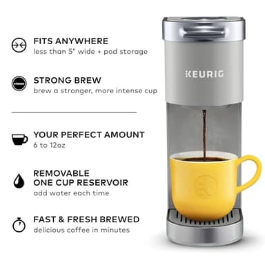 Keurig K-Mini Plus Single Serve Coffee Maker – Slim 5-Inch Design, 6–12oz Brew Size, Pod Storage & Cord Wrap – Gray (Renewed) - Image 2
