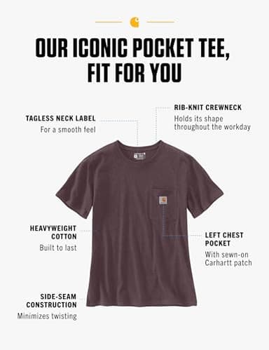 Carhartt Womens Loose Fit Heavyweight Short-Sleeve WK87 Workwear Pocket Short Sleeve T-Shirt (Regular Sizes), BlackBerry Heather, X-Large US - Image 2