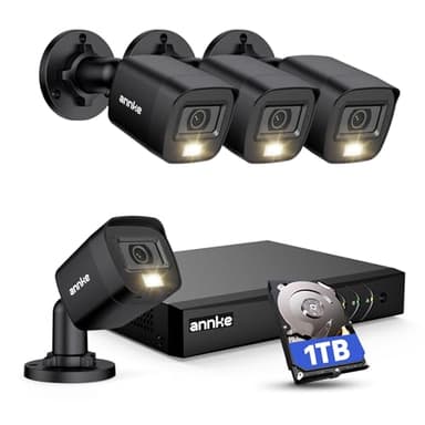 ANNKE 8CH H.265+ 3K Lite Wired Security Camera System with AI Human/Vehicle Detection, 4 x 1920TVL 2MP CCTV IP67 Cameras with Smart Dual Light for Outdoor Use, Color Night Vision, 1TB Hard Drive - Image 1