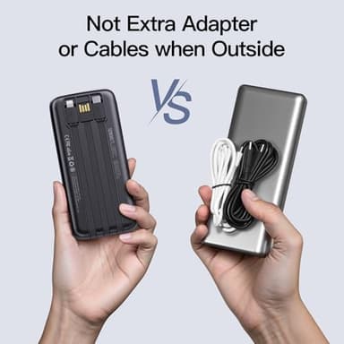 2025 2-Pack 12800mAh Portable Charger with Built in Cables, Travel Essential Battery Pack, 4 Outputs 2 Inputs Slim Power Bank with Cord Wires for iPhone 16/15/14, Samsung Galaxy S23/22, Pixel etc - Image 5
