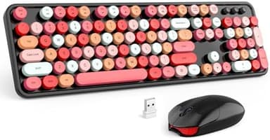 MOFII Wireless Keyboard and Mouse Combo, Black Colorful 2.4GHz Full Size Keyboard with Round Keycaps, Retro Keyboard Cute Wireless Mouse for Laptop, PC, Chromebook, Smart TV, Windows - Image 3