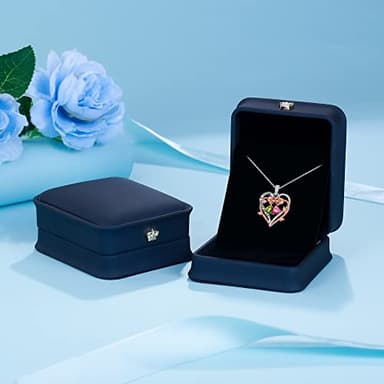 Iefil Anniversary Birthday Gift for Wife Her Women Girlfriend Mom 2024, Birthstone Jewelry Red Garnet Necklace Pink Sapphire Necklace - Image 4