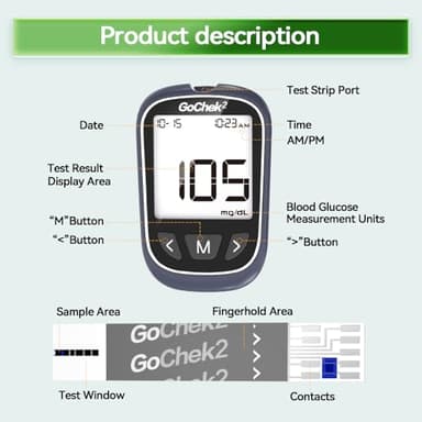 MicroTech Blood Glucose Monitor Kit 100 Strips & Lancets, No Coding, 500 Storage, Wider HCT for Family - Image 8
