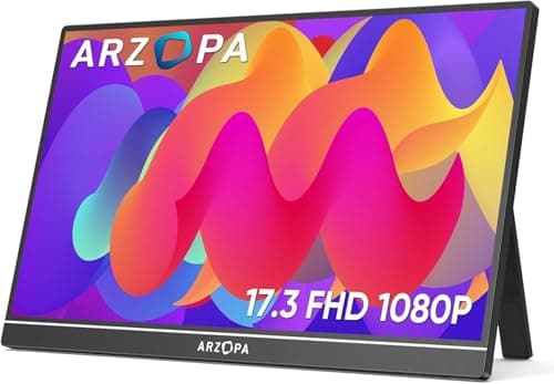 ARZOPA 17.3" Portable Monitor, 1080P FHD 103% sRGB IPS Gaming Monitor Laptop Monitor with Built-in Kickstand HDMI USB C External Screen for PC Mac Phone Xbox PS5 - A1M - Image 1