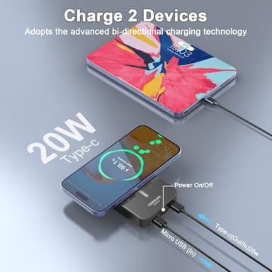 Magnetic Portable Charger, Power Bank 10000mAh with PD 20w Fast Charging, USB C in&Out Battery Pack, Compatible with Mag-Safe for iPhone 13/14/15/16/17 Pro/Pro Max Series, Samsung, Android, and More - Image 5
