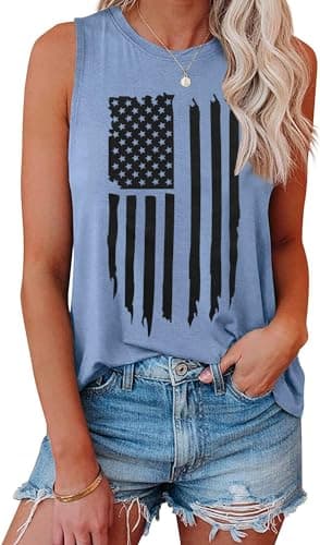 IRISGOD Womens Tank Tops Loose Fit Summer Cute Graphic Sleeveless Shirts Workout Basic Tunic - Image 1