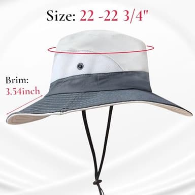 NPQQUAN Ponytail Sun Bucket Hat for Women Men Wide Brim UPF 50+ Fishing & Beach Hats Pink/Grey - Image 3