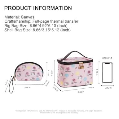 AmBealla Cosmetic Bag Large Makeup Bags Pink Travel Case with Makeup Brush Holder，2PCS Cosmetic Organizer for Women, Toiletry Storage Bag for Skincare & Beauty Tools Sweet Cute for Girls - Image 6