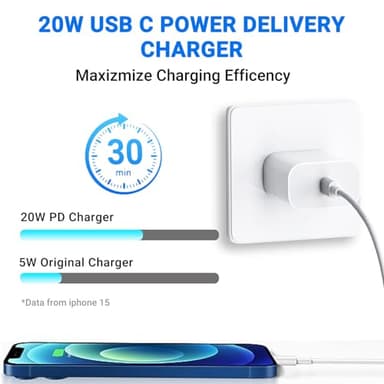 USB C Charger Block, 2Pack for iPhone 16 Fast Charging Plug for Apple 20W Type C Power Adapter Plug Box for iPhone 16 15 14 13 12 11 Pro Max XS X XR SE Plus, for iPad USBC Wall Charge Cube Brick - Image 2