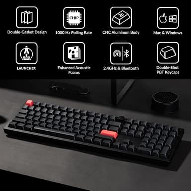 Keychron Q6 Max QMK/LAUNCHER Wireless Bluetooth/2.4 GHz/USB-C Wired Custom Mechanical Keyboard, Full Size Programmable Knob RGB Backlit Hot-Swappable Gateron Brown Switch for Mac Windows Linux - Black - Image 2