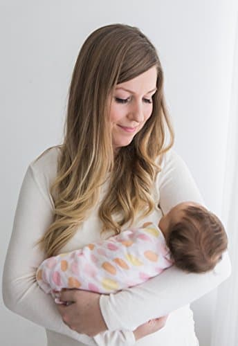 Amazing Baby Silky Swaddle Muslin Blankets, Set of 2, Bamboo Viscose, Petals and Dots, Pink - Image 2