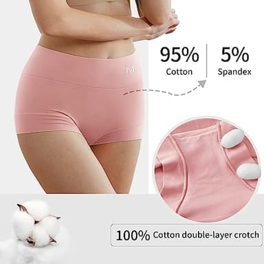 MEIYATING Boy Shorts Underwear for Women Cotton Compression Plus Size High Waisted Boxers Briefs Panties Boyshort 4 Pack - Image 4