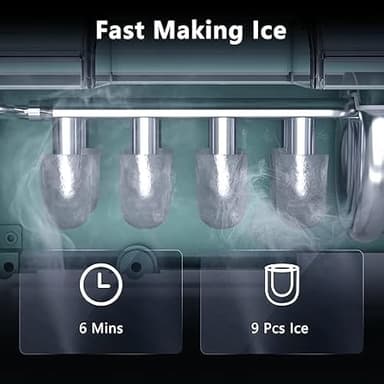 Antarctic Star Countertop Ice Maker,26lbs/24Hrs,9 Bullet Ice Cubes Every 6 Minutes,S/L,Self-Cleaning countertop ice Makers with Basket and Scoop,Perfect for Home, Kitchen, RV, Camping (Green) - Image 3