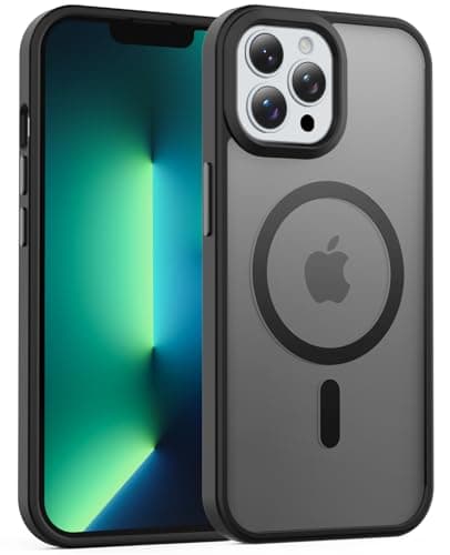 Temdan for iPhone 13 Pro Case [Compatible with MagSafe] [Military-Grade Drop Protection] [Anti-Fingerprint] [Anti-Scratch] Slim Silky-Soft Touch Translucent Matte Case 6.1 inch, Black - Image 1