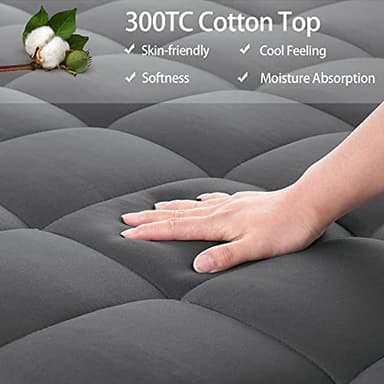 EASELAND Full Size Mattress Pad Pillow Top Cover Quilted Fitted Protector Cotton Top 8-21" Deep Pocket Cooling Mattress Topper (54x75 Inches, Dark Grey) - Image 5