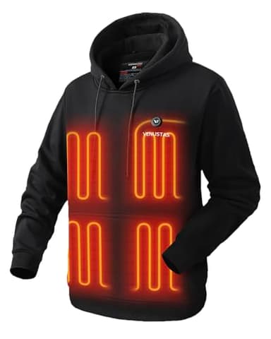 Venustas Unisex Pullover Heated Hoodie with Battery Included, Heated Sweatshirt for Men and Women Black - Image 1