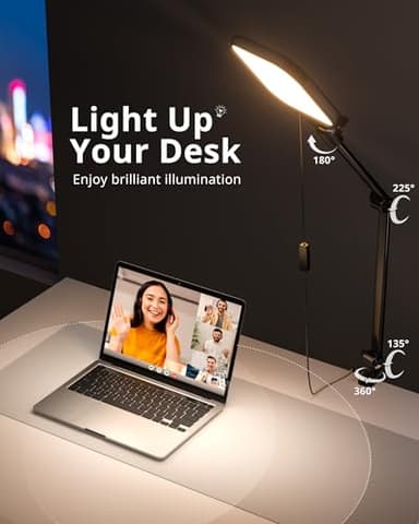UBeesize Streaming Light (1 Pack), 8" Ring Light for Desk with Clamp and Adjustable Arm, Zoom Lighting for Computer, Video Conference Lighting for Home Office, Video Calls, Streaming, Podcasting - Image 3