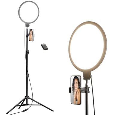 Weilisi 10.5" Ring Light with 69" Tripod Stand and Phone Holder Kit, Full-Screen Zoom Lighting for Video Recording, Makeup, Live Stream, Dimmable LED Selfie Ring Light Tripod for iPhone with Remote - Image 9