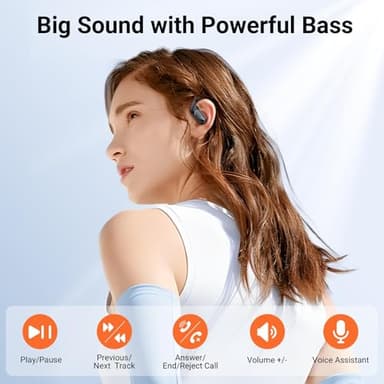 occiam Wireless Earbuds Bluetooth Headphones Ear Buds 96Hrs Playback Sport Over-Ear Waterproof Wireless Headphones Earphones with Earhooks ENC Mics Clear Call for Sport Running Workout Black - Image 4