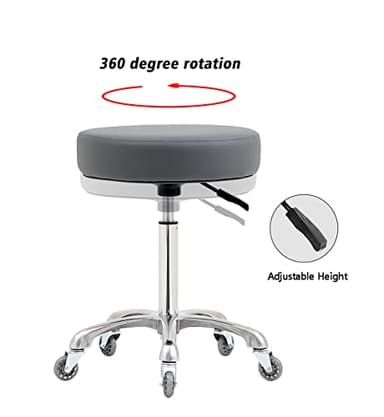 Ainilaily Rolling Stool with Wheels, Heavy Duty 400 lbs Stool for Shop Guitar Lab Tattoo Workbench Medical, Adjustable Swivel Chair (Grey) - Image 7