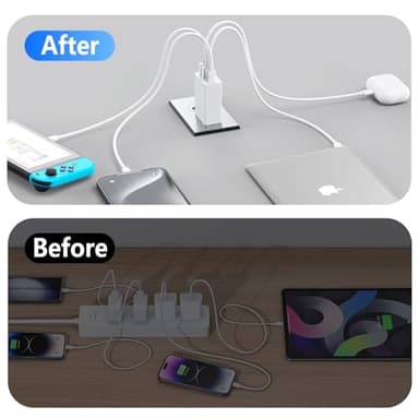 2Pack USB C Charger Block, 40W Fast USB C Wall Charger 4-Port PD Power Adapter + QC Wall Plug Multiport Type C Charging Block Cube for iPhone 17 16 15 Pro Max XR XS 8 7, iPad, Galaxy, Tablet - White - Image 4