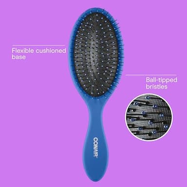 Conair Detangling Hair Brush Set 3 Pack, For Wet, Dry and All Hair Types, Detangling Brushes for Women in Blue, Pink, and Gray - Image 2