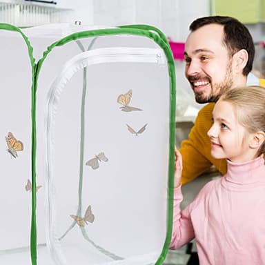 23.6" Large Butterfly Habitat Insect Cage Caterpillars Enclosure Pop-up Clear View 6 Mesh Panels 15.7 x 15.7 x 23.6 Inches Tall - Image 6
