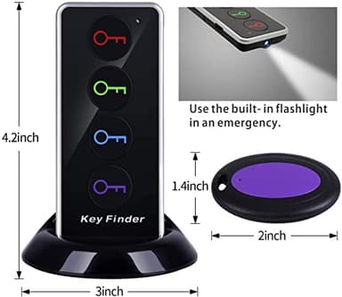 Reyke Key Finder, 80dB+ RF Item Locator Tags with 131ft. Working Range, Wireless Remote Tracker for Wallet, Phone, Glasses, Pet, 1 RF Transmitter & 4 Receivers - Image 2