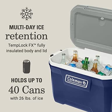 Coleman Classic Series Insulated Portable Cooler, Leak-Resistant Outdoor Hard Cooler Keeps Ice up to 5 Days, 52/70/120/150 Quart - Image 2