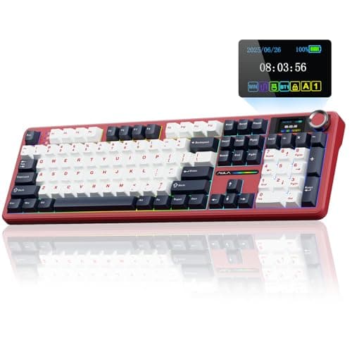 AULA F108 PRO - Wireless Mechanical Keyboard with Screen&Knob,Hot Swappable Gaming Keyboard with 8000mAh Battery,Pre-lubed Switches,RGB Backlit,PBT Keycaps Creamy Sounding Computer Keyboards,104 Keys - Image 1