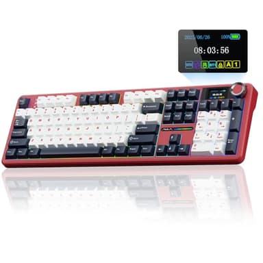 AULA F108 PRO - Wireless Mechanical Keyboard with Screen&Knob,Hot Swappable Gaming Keyboard with 8000mAh Battery,Pre-lubed Switches,RGB Backlit,PBT Keycaps Creamy Sounding Computer Keyboards,104 Keys - Image 1