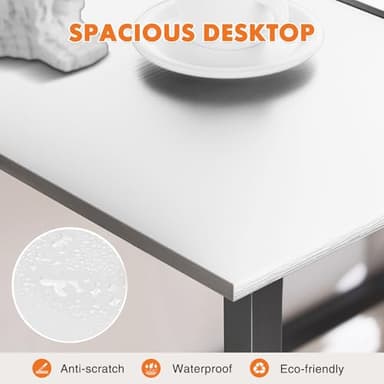 Sweetcrispy Computer Small Desk, 32 Inch Office Writing Work Study Kids Student Home Bedroom Table with Metal Frame Wooden Tabletop No Wheels - White Wood - Image 6