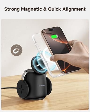 SwanScout Charging Station for MagSafe Charger, 3 in 1 Wireless Charger for iPhone 17/16/15/14/13/12 Series, for Apple Watch Ultra 3/11/10/9/8/7, SwanScout 707M (No Adapter) - Image 2