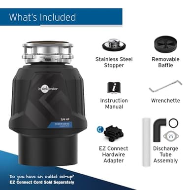 InSinkErator Power .75HP, 3/4 HP Garbage Disposal, Power Series EZ Connect Continuous Feed Food Waste Disposer, Black - Image 7