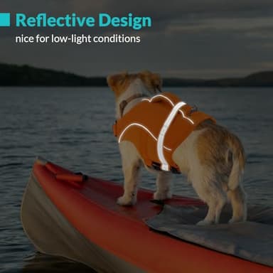 Queenmore Dog Life Vest, Adjustable Ripstop Dog Life Jacket for Swimming Boating, Doggy Lifesaver with Superior Buoyancy and Rescue Handle, Pet Swimming Vest for Small Dogs（Orange,S） - Image 5