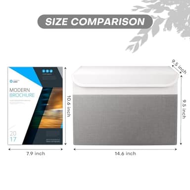 Bagnizer Large 22 Quart Linen Fabric Foldable Storage Bin Cube Organizer Basket with Flip-Top Lid & Handles, Clothes Blanket Box for Home, Office, Closet, Gray & White, 4 Pack 14.6 x 9.5 x 9.5” - Image 2