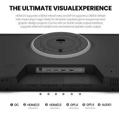 CRUA 27Inch Gaming Monitor, IPS 360Hz Computer Monitor FHD(1920 * 1080P), 120% sRGB, PC Monitor That Compatible AMD Freesync, HDMI 2.0 & DP 1.4, Support Wall Mountable Installs-Black - Image 6