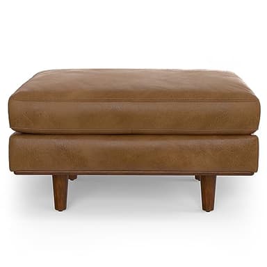 SIMPLIHOME Morrison Mid-Century Modern 89 inch Wide Sofa with Ottoman Set in Caramel Brown Genuine Leather for the Living Room and Family Room - Image 18