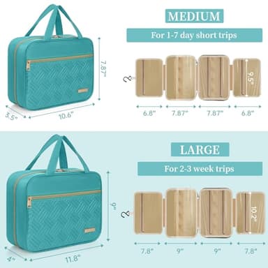 WELIDAY Travel Toiletry Bag - Spacious Toiletry Bag with Hanging Hook, Water Resistant Makeup Bag for Women & Men, Travel Essentials (Large-Green) - Image 2