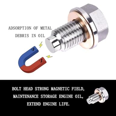 M14x1.5 Magnetic Oil Drain Plug, Magnetic Stainless Steel Oil Pan Drain Nut Bolt with 5PCS Copper Crush Washer Anti Leakage, Universal Leak-proof Replacement,Fits Most Cars,Motorcycles,Boats - Image 6
