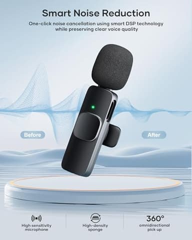 2 Pack Wireless Lavalier Microphone for iPhone iPad and Android Phone, Lapel Mic Plug and Play Wireless Mic Noise Reduction Mini Microphone for Video Recording Interview Podcast Vlog YouTube Tiktok - Image 7