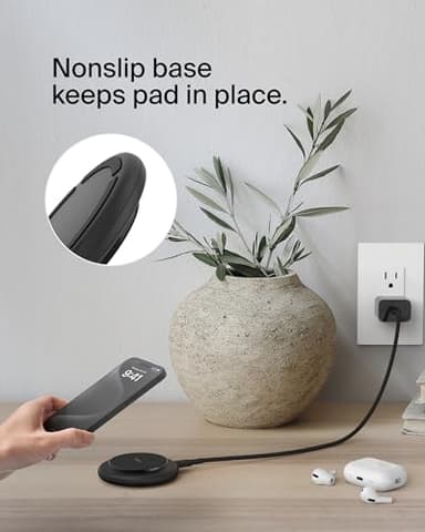 Belkin Magnetic Wireless Charging Pad 15W - MagSafe-Compatible Qi2-Certified Wireless Charging Station, iPhone Charger for Apple iPhone 16, 15, 14, AirPods w/Non-Slip Base, No PSU - Black (2-Pack) - Image 3