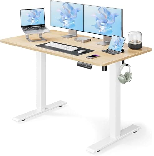 Marsail Electric Standing Desk, Adjustable Height Stand up Desk, 48 x 24 Inches Sit Stand Home Office Desk, Computer Desk, Maple - Image 1