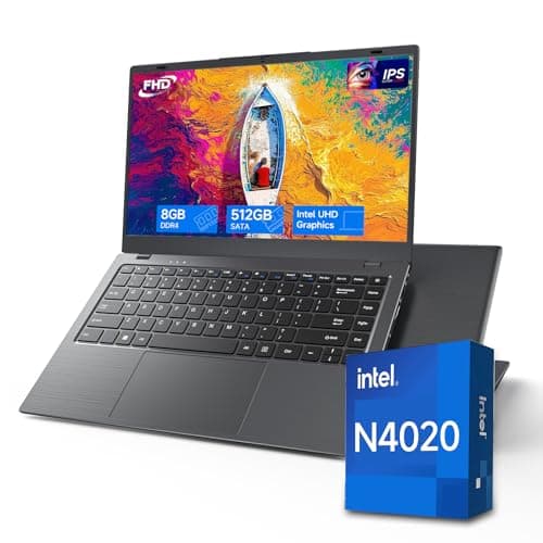 Zrasu Laptop, N4020 Processor Laptop Computer with 8GB RAM, 512GB SSD, 14 inch FHD IPS Display, Dual-Band WiFi 5, BT 5.0, Gigabit Ethernet, Win 11 Laptops for Student Home